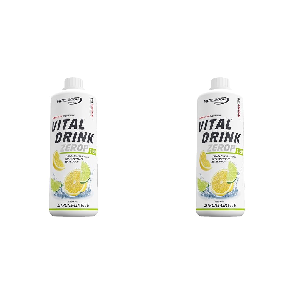 Best Body Nutrition Vital Drink ZEROP® - Zitrone-Limette, Original Getränkekonzentrat - Sirup - zuckerfrei, 1:80 ergibt 80 Liter Fertiggetränk, 1000 ml (2er Pack)