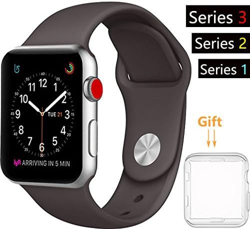 42mm Watch Band, Acytime Durable Soft Silicone Replacement iWatch Band Sport Style Wrist Strap for Apple Watch Band Series 3 Series 2 Series 1 Sport, Edition 42mm (42mm-Cocoa)