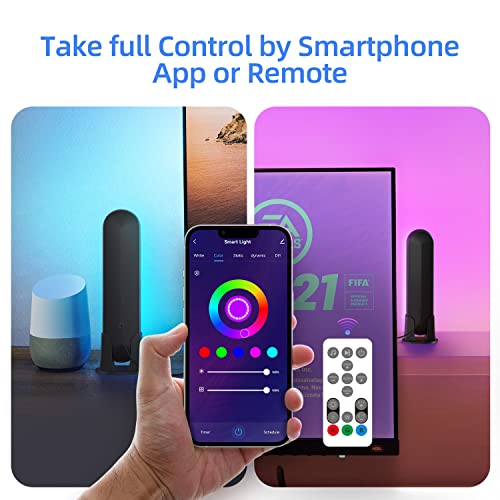 Smart LED Light Bars Gaming Decor: Smart WiFi RGB Lighting - 32 Colors 12 Scenes Ambient Lights - Sync with Music/Video/Game - APP Remote Voice Control - Easy Setup for Room Decorations