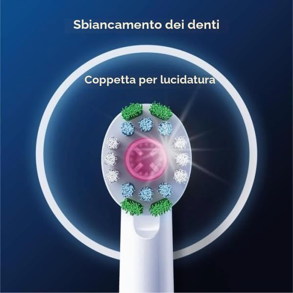 Testina professionale 3D per spazzolino elettrico, con setole a forma di X e tazza di lucidatura unica per sbiancamento dei denti e per rimuovere macchie superficiali, confezione da 8 pezzi,