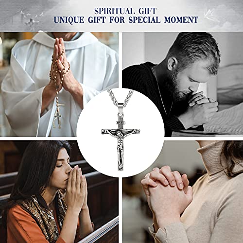 Pinsparkle Cross Necklaces For Women Men Crucifix Necklace Women Cross Necklace Jesus Necklace Silver Cross Chain