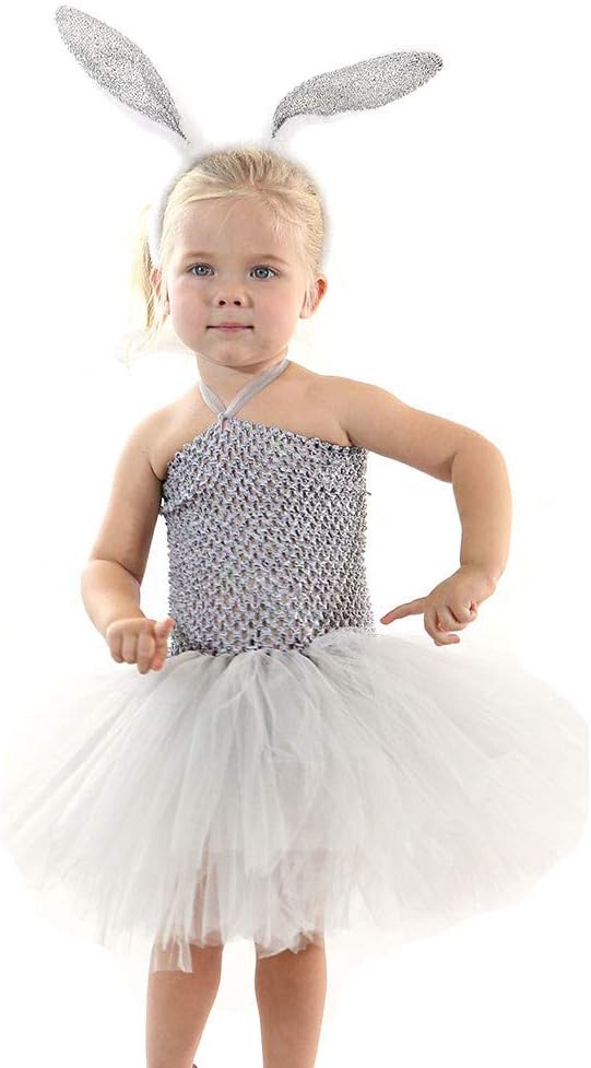 APRILALEX Bunny Little Girls Tutu Dress Cartoon Party Costume Cosplay Dresses with Rabbit Headband Hair Accessories