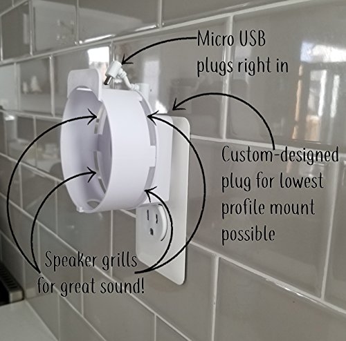 The Deluxe Mount by Dot Genie: The Simplest and Cleanest High-End Outlet Wall Mount Hanger Stand for Kitchen and Bathroom Speakers - Designed in USA (Black)