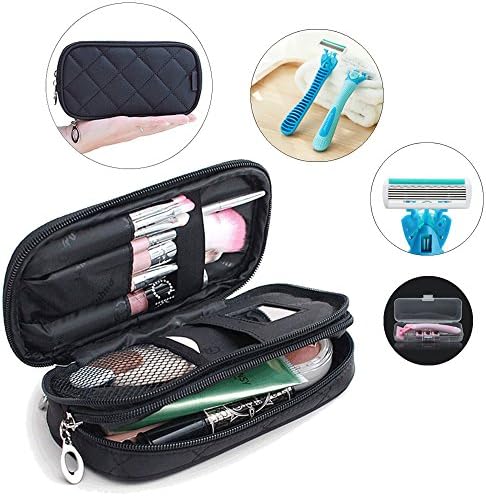 Makeup Brush Bag with Extra Smooth Women's Razor Blade, 2-layer Portable Travel Cosmetic Bag with Premium Makeup Brush Set,Profession Makeup Bag with Mirror for Women  (Razor with makeup bag)