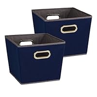 Household Essentials 94 Medium Tapered Decorative Storage Bins | 2 Pack Set Cubby Baskets | Navy Blue