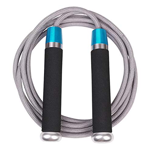JAKAGO Professional Weighted Jump Ropes (1.41LB) Adjustable Speed Skipping Rope, Ball Bearings & Anti-Slip Handles Jump Rope for Pro Sports Boxing MMA Cardio Training fits Men Women and Kids (Blue)
