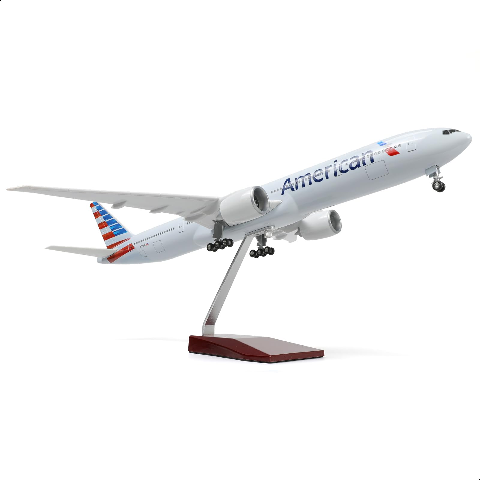 QIYUMOKE 1/150 Boeing777-300ER America 18.5 inchs Large Model Diecast Airplane Model Kits with Stand Airlines Model Display Collectible for Aviation Enthusiast Gift
