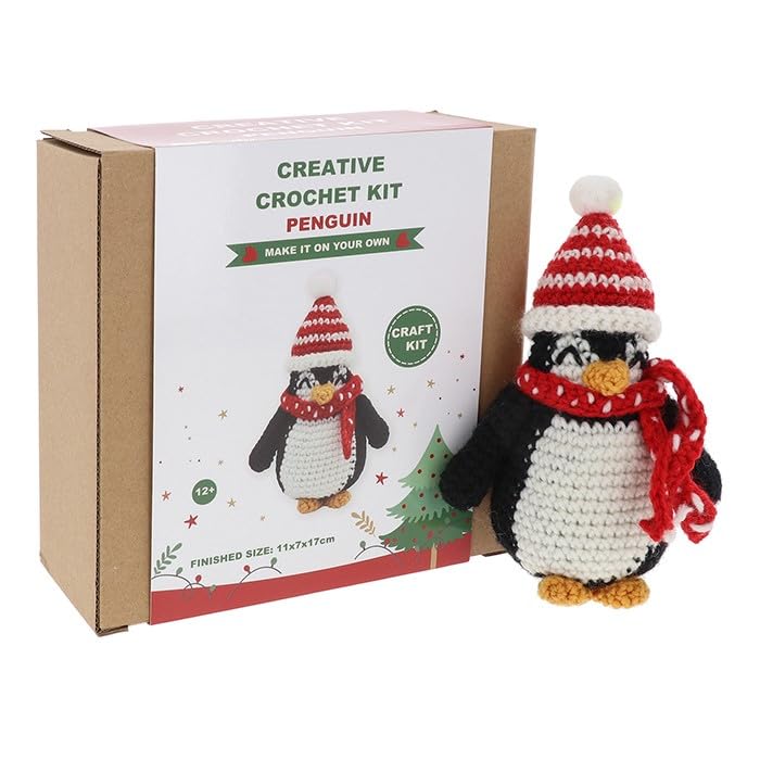 Shudehill Giftware Creative Christmas Crochet Kits Perfect for Learning or Experienced Crocheters - Penguin, Snowman, Santa & More! (Penguin) — image 1