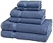 Amazon Brand – Pinzon Organic Cotton Bathroom Towels, 6-Piece Set, Indigo Blue