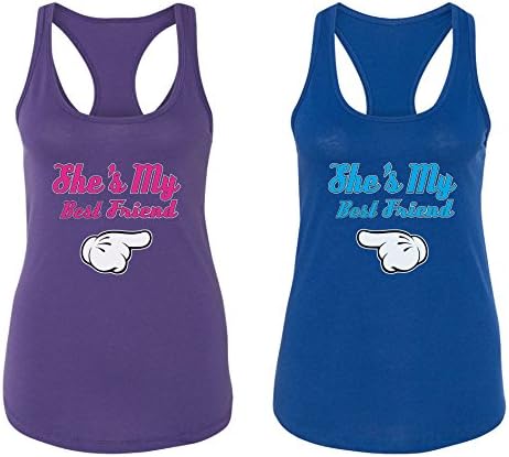 She's My Best Friend Matching Best Friend Tank Tops - Custom BFF Outfits for 2 - Cute Bestie Friends Clothes - Racerback Tanks