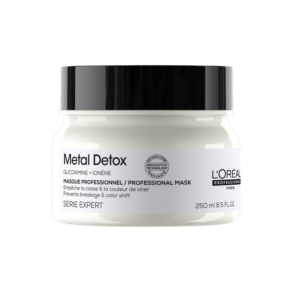 L’Oréal Professionnel Metal Detox Hair Mask 250ml, Prevent Breakage & Colour Fade from Hard Water, Moisturising Conditioner Treatment for Smooth, Shiny Hair, Prevent Damaged Hair