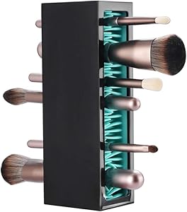 Makeup Brushes Holder Organizer, Silicone Vanity Air Drying Rack Display Storage for Brush, Eyeliners and More, Practical Cosmetic Tools Container by NASHI-Black
