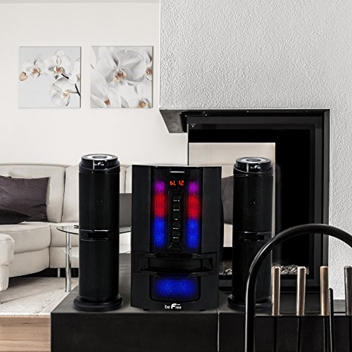 beFree Sound 2.1 Channel Multimedia Wired Speaker Shelf System with Sound Reactive LED lights and USB Input - Thumbnail 3