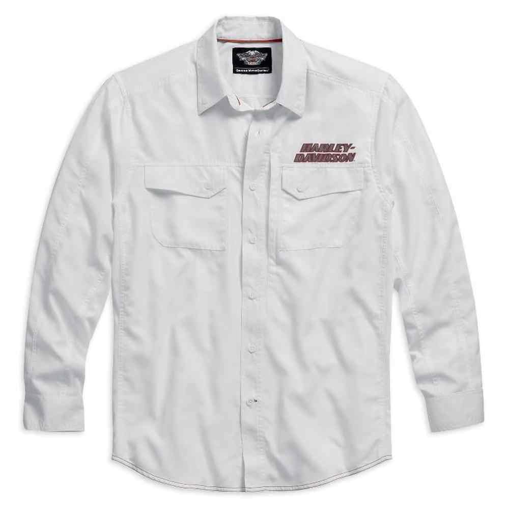 Buy HARLEYDAVIDSON Long Sleeve Performance Button Front Shirt, White