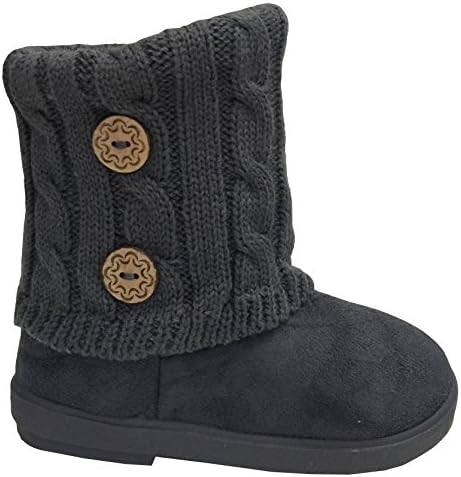 EyesOnStyle New Girls Toddlers Kids Slouch Comf Midcalf Suede Boots Shoes (8, Grey2285C)