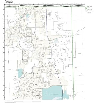 Amazon.com: ZIP Code Wall Map of Roscoe, IL ZIP Code Map Laminated