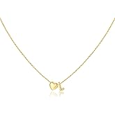 M MOOHAM Valentines Gifts for Kids Her - Heart Initial Necklaces for Women Girls 14K Gold Plated Tiny Heart Necklace Jewelry for Kids Personalized Birthday Gifts for Teen Girls Trendy