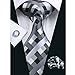 Hi-Tie New Fashion Classic Grey Woven Silk Necktie Tie Hanky Cufflinks set