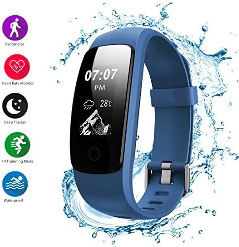 Fitness Tracker, Helthyband H107 Plus Activity Tracker: Waterproof Bluetooth Fitness Watch Smart Bracelet with Sleep Tracker Heart Rate Monitor Pedometer 14 Training Modes for iOS/Android Cellphone