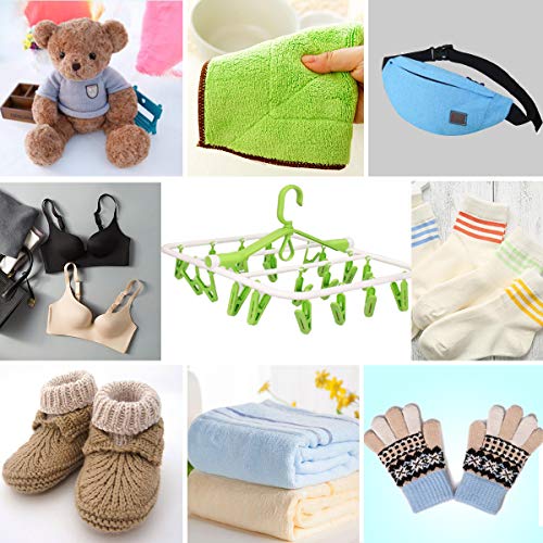 iTOWE Drip Hanger with 20Clip Pegs, Portable Folding Clothes Drying Rack Space Saving Travel Rotatable Clips,Plastic Clothesline Hanging Underwear Socks Laundry Drying Hanger Rack for Home or Outdoor