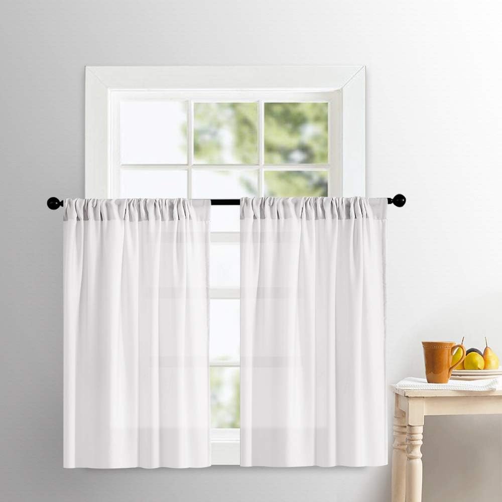 MRTREES Soft Sheer Tier Curtains Kitchen Tiers 24 inches