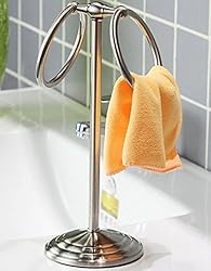 See Deluxe Polished Nickel Steel Hand Towel Holder Stand (Polished Nickel) Details