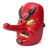 Motorcycle Face Mask - Tengu Mask Omen Noh Kabuki Samurai Demon Halloween Cosplay Hallowmas - Halloween Demon Mask - 1PCs