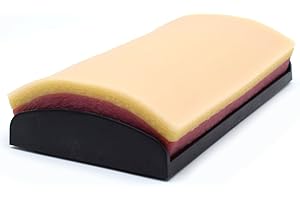 XINDAM Training Suture Pad Skin Model Practice with Curved Base, Anti-Slip Rubber Stoppers, 3 Layers, Reusable for Student Nurse,Reusable and Durable (7" X 4.3" X 1")