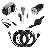 7 pc Fenzer Black Bundle Kit for Nextar Navigation X3E X3i X4-T X4B Travel Car Wall Charger USB Data Cable GPS