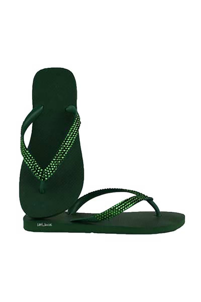 hunter green flip flops