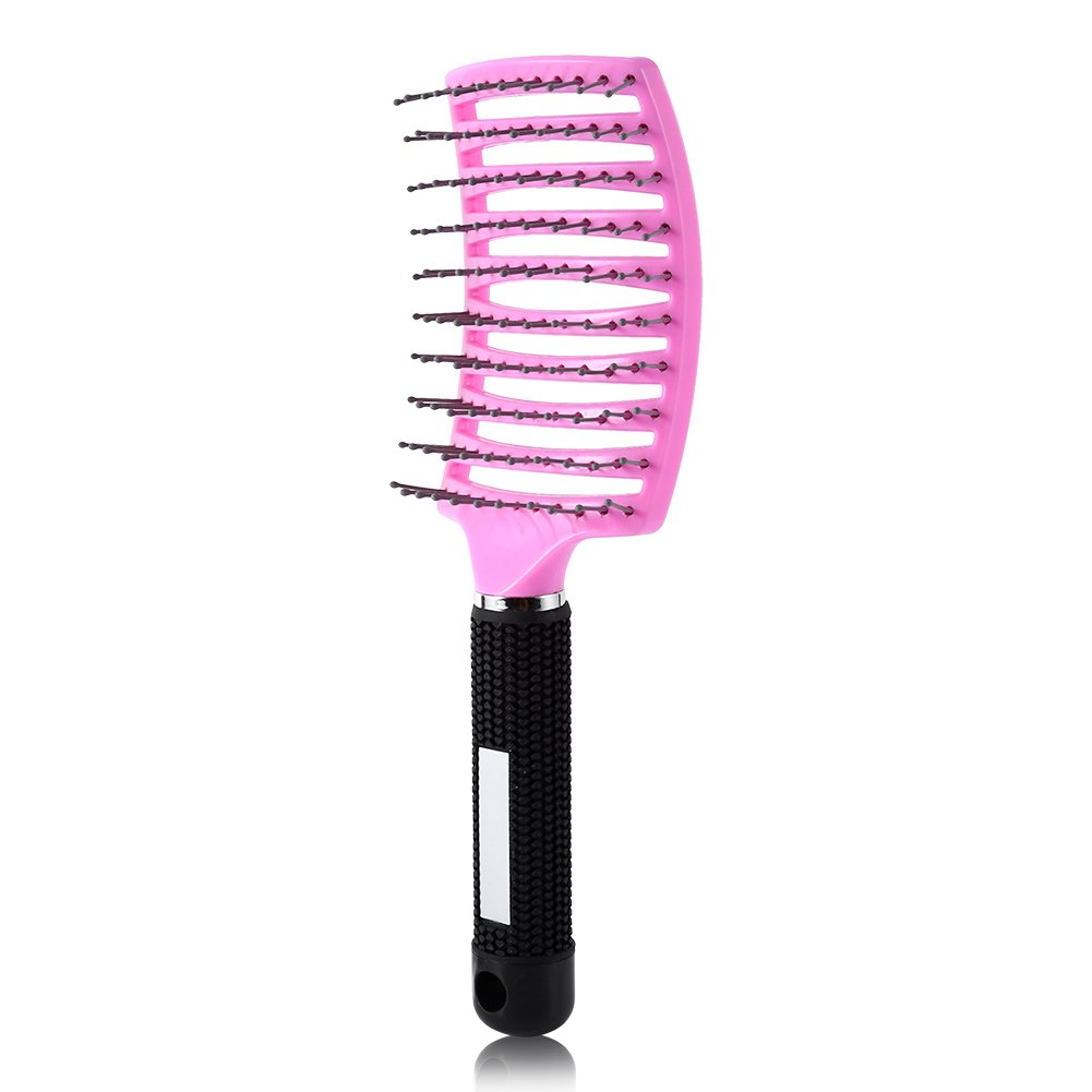 Hair Brush Hair Scalp Massage Comb Nylon Hairbrush Curved and Vented Detangling Hair Brush Women Wet Curly Detangle Hair Brush for Salon Household (Pink)