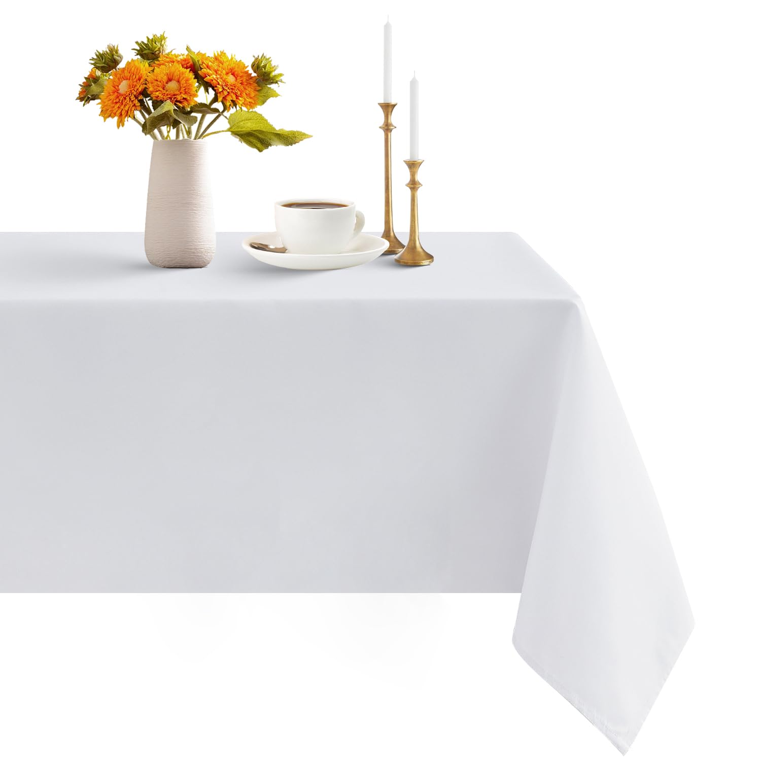 Romanstile square Tablecloth white,55x55inch(140x140cm),Water Resistant Polyester Table Cloth,Table Cover for Christmas Kitchen Dining table Party Wedding Garden and Outdoor New Year Restaurant Buffet