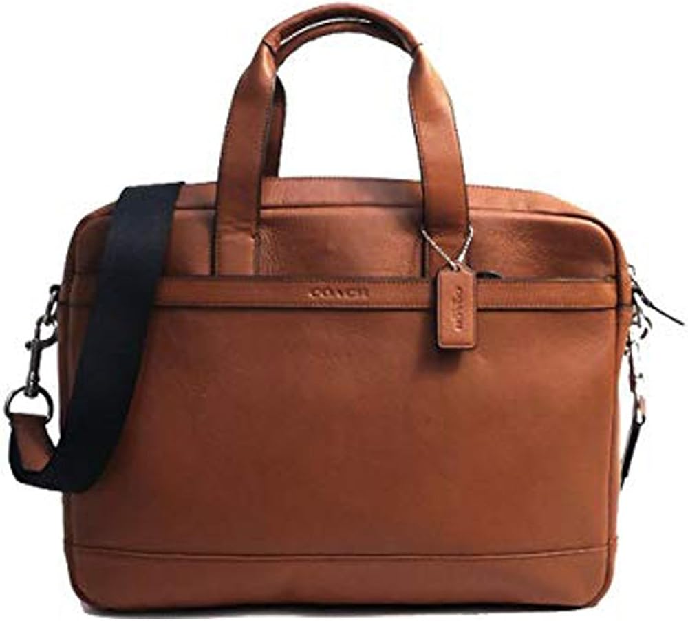 Coach Mens Leather Hamilton Commuter Briefcase Laptop Bag Saddle