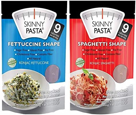 Skinny Pasta Weight Loss Shirataki Noodles| Most Popular Variety | 9.52 Oz Each | Only Odor Free 100% Konjac Noodle Pasta | Low-Calorie Food | Healthy Diet Food | Fettuccine & Spaghetti (6-Pack)