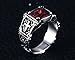 UOKOHO Men's Vintage AAA Ruby Red Stone Titanium and Stainless Steel Christian Religion Cross Ring Size 14