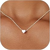 ChicSilver Personalized 925 Sterling Silver Dainty Small Heart/Star/Moon/Dot/Triangle Pendant Necklace for Women, Silver/Gold/Rose Gold/Black (with Gift Box)