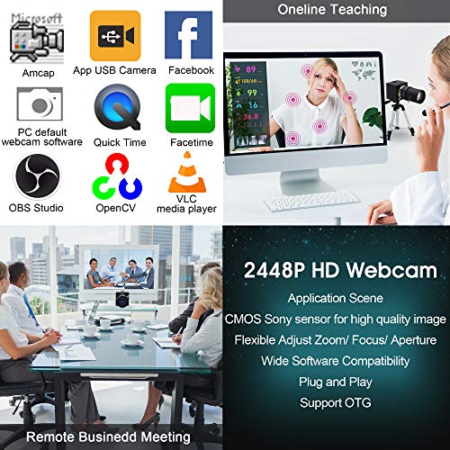 ELP Webcam 8MP,WebKamera HD 5-50mm Manuell Variable Fokus Objektiv,IMX179 Sensor USB Kamera PC Desktop/Laptop HD 2448P Zoom Kamera kompatibel mit Mac/Windows/Linux/Android USB8MP02G-SFV(5-50) – Bild 6