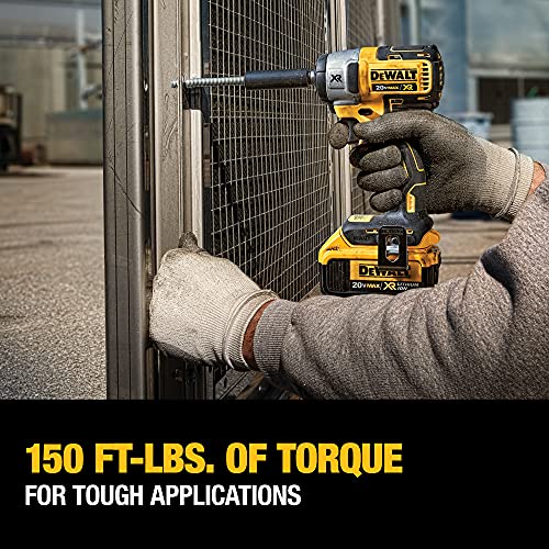 DEWALT 20V MAX XR Cordless Impact Wrench Kit with Hog Ring, 3/8Inch