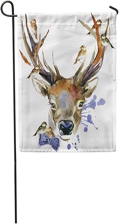 Amazon Com Semtomn 28 X 40 Garden Flag Forest Deer And Birds T