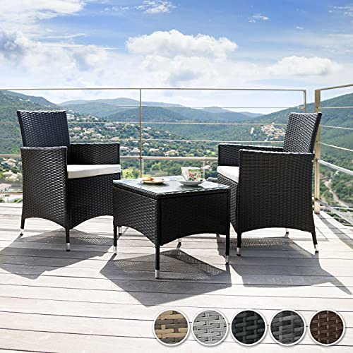 Yeer Stahl Poly Rattan Sitzgruppe Rattanmöbel Gartenset Gartenmöbel Essgruppe grau – Bild 3