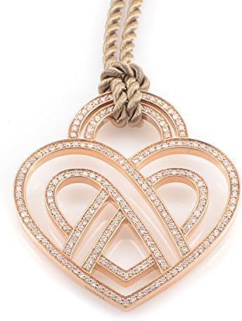 Poiray 18K Rose Gold Diamond Heart Pendant and Cord Necklace