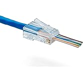 trueCABLE Cat6/6A RJ45 Pass Through Connectors, Unshielded (UTP) Modular Plug, UL Listed, EZ Crimp End, Gold Plated 3 Prong 8P8C, 50 Pieces