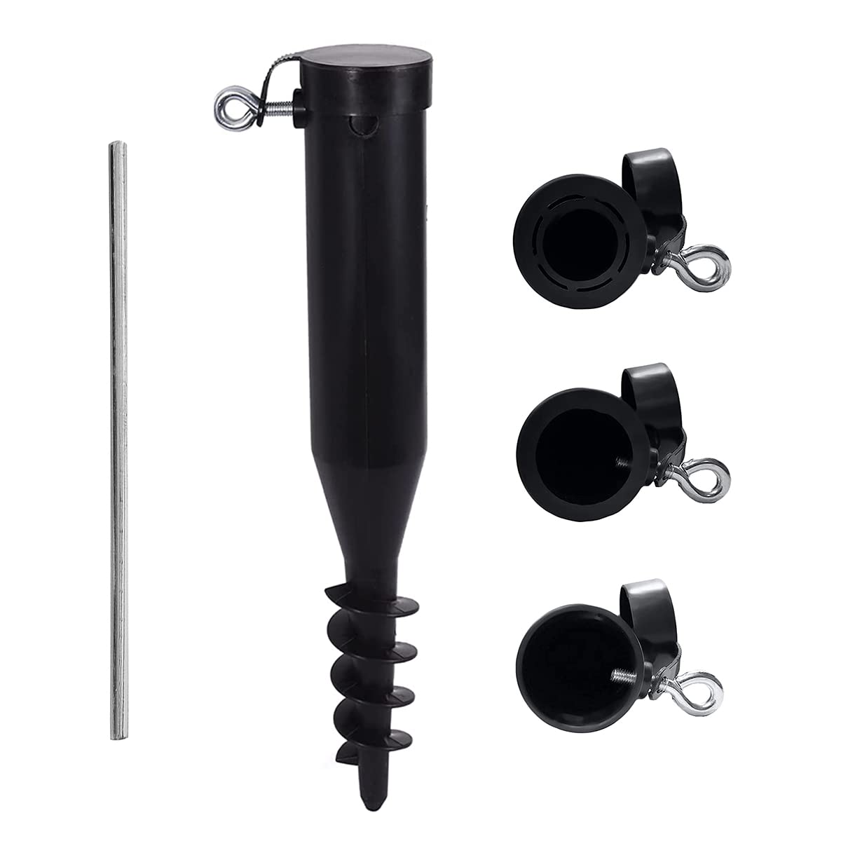 WINSOME Plastic Ground Spike Rotary Washing Line - Screw In Earth Anchor Clothes Dryer Pole Base - Beach Parasol Holder Soil Stand