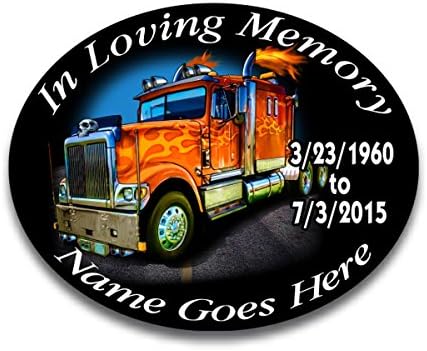 In Loving Memory custom printed decal sticker 4"x 5" oval 6 pack big rig trucker truck driver picture …