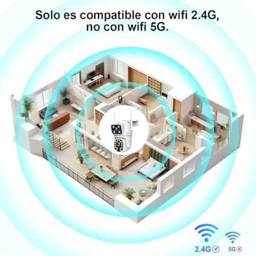 2NLF 8MP Cámara de Seguridad Exterior con Doble Lentes, Cámara Seguridad WiFi Inalámbrica con Visión de 360°, Detección de Movimiento, Visión Nocturna a Color y Audio Bidireccional, 2 Piezas