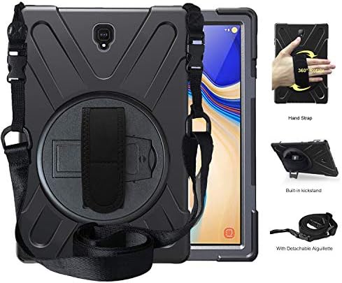 Galaxy Tab S4 Case for Kids, TSQ Heavy Duty Shockproof Hard Rugged Protective Case with Swivel Stand/Hand Strap/Shoulder Strap for Samsung Galaxy Tab S4 10.5 Inch 2018 Tablet SM-T830/T835/T837,Black