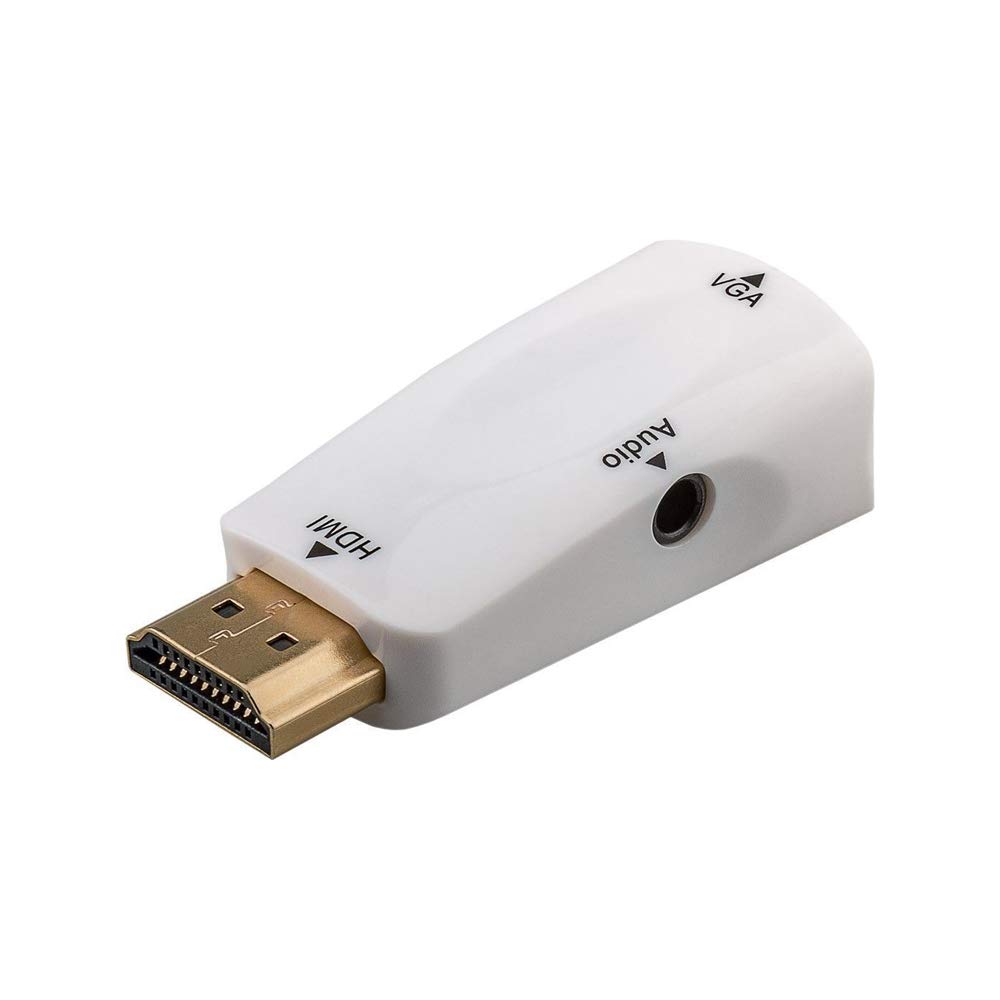 Goobay 44793 Compact HDMI/VGA Adapter Incl. Audio, Gold-plated, White