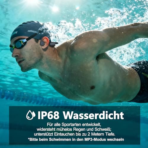 Swimming Headphones - Bone Sound Headphones Bluetooth 5.4, IPX8 Waterproof Sports Headphones with MP3 Mode, Underwater Open Ear Headphones with 32 GB Memory, Lightweight & Safe for Running (Grey)