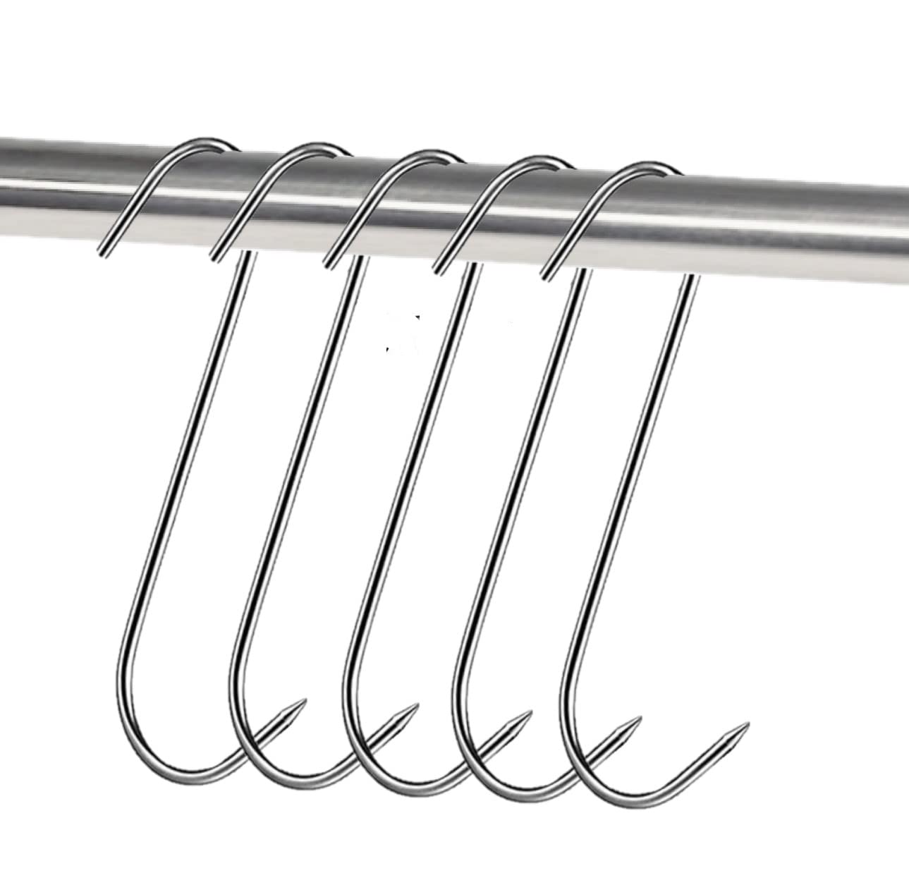Pack of 10 Butcher's Hook d5,0x120, Butcher, S-Hooks, Hooks, Food, Stainless Steel Hooks d5,0 x 120 mm Butcher Shop, Butchers Meat Cutter Pack of 10)