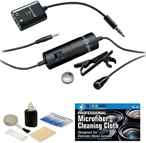 Audio-Technica ATR3350iS Microphone for Smartphones - 19.69-Feet + Cleaning Kit Bundle
